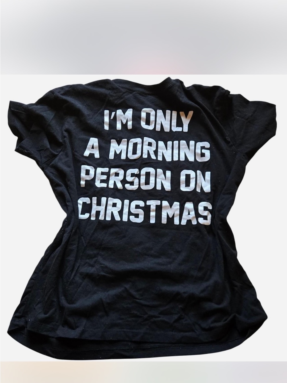 Peanuts Black Graphic Tee with White Holiday Slogan